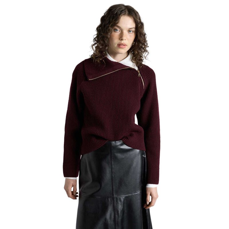 Cue Merino Bias Zip Neck Knit image number 4